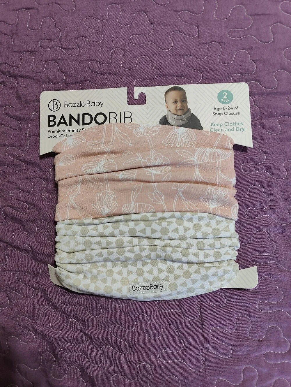 Bazzle Baby BandoBib Infinity Scarf Drool Bibs Baby Girl NWT